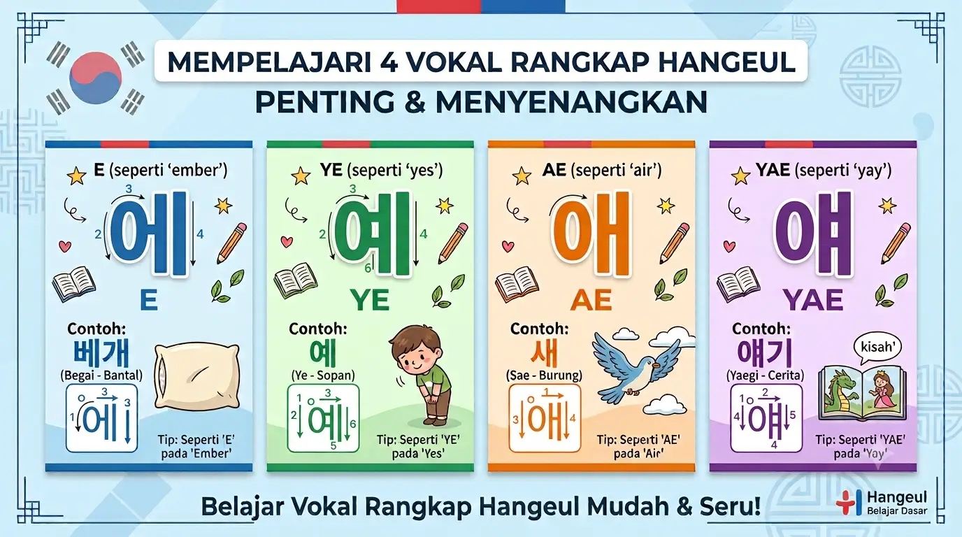Lesson 4: Vokal Rangkap Hangeul (ㅔ, ㅖ, ㅐ dan ㅒ)